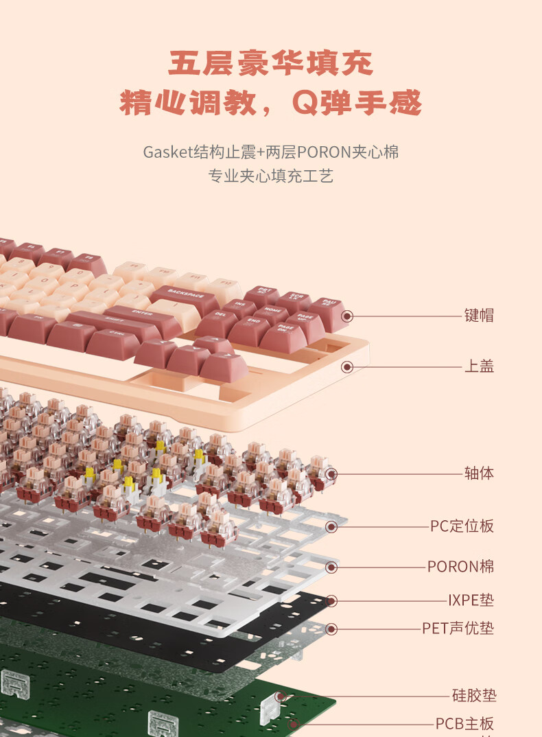 黑峡谷 Q3 三模 87 键机械键盘“桃绒绒”今晚开售,首发到手 169 元