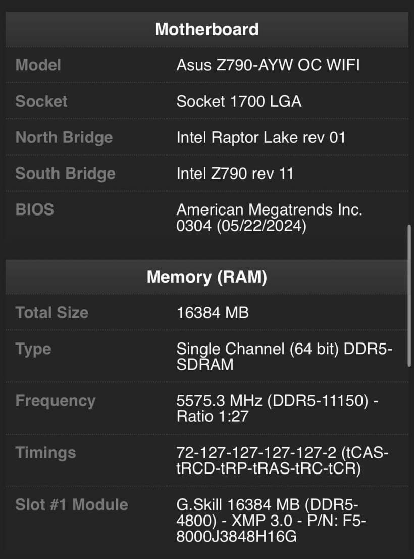 华硕将推 Z790-AYW OC WiFi 主板:1SPC 内存超频优化设计,液氮下可达 11150MT/s