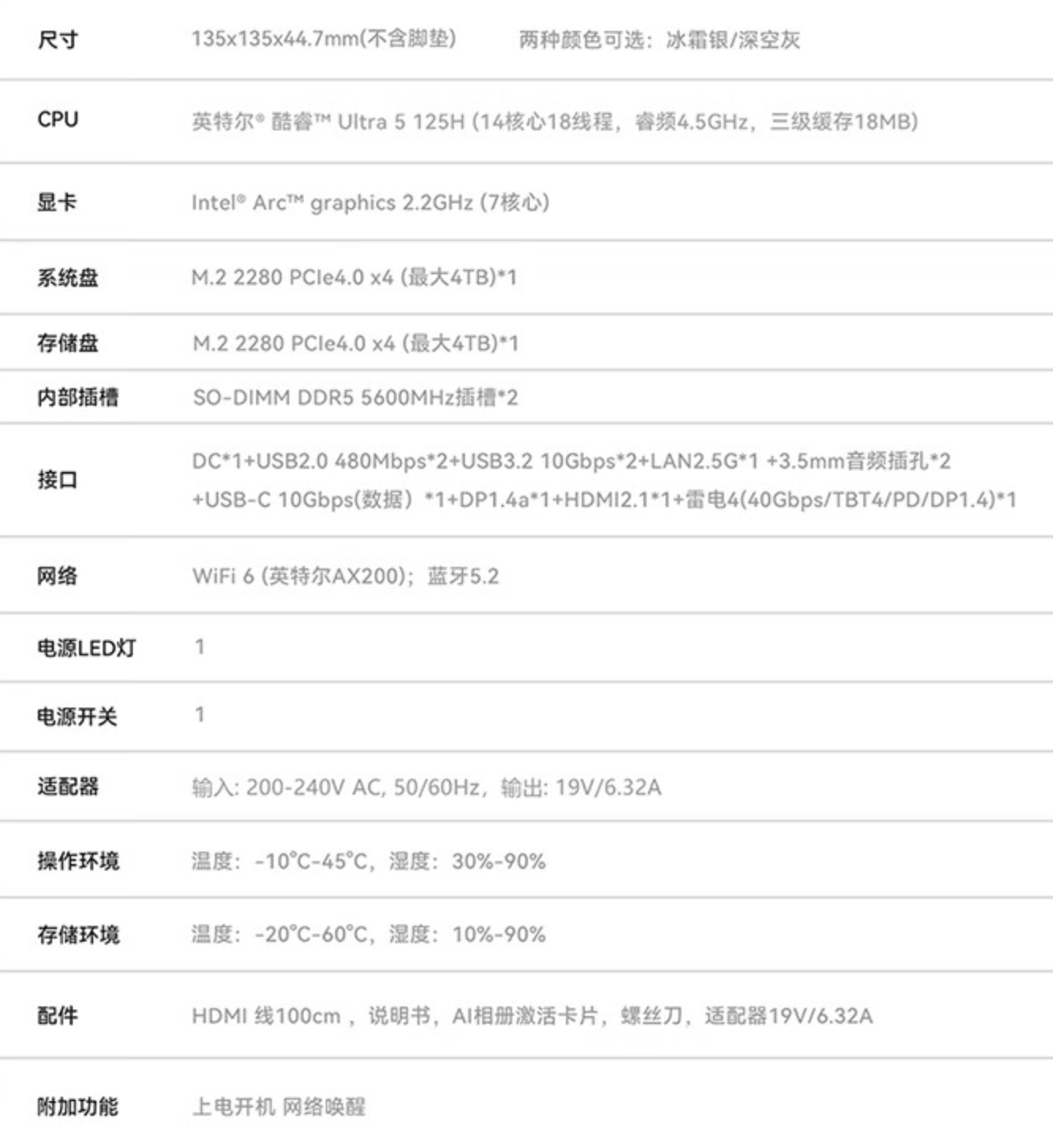 零刻 SEi14 迷你主机开售:Ultra 5 125H 处理器,准系统 2699 元