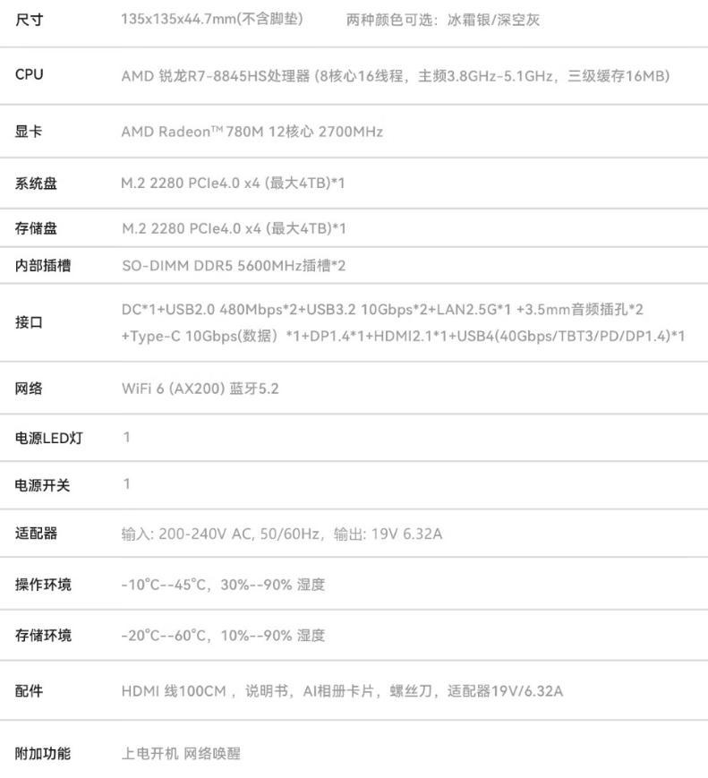 零刻 SER8 迷你主机开启预售:R7 8845HS,准系统版 2599 元