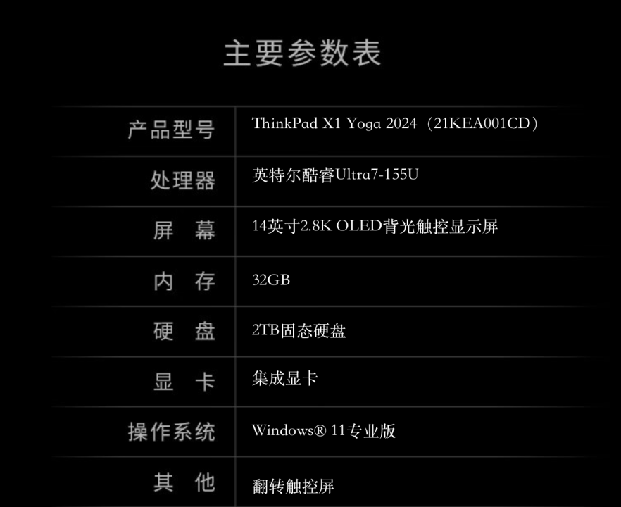 联想 2024 款 ThinkPad X1 Yoga 笔记本开售:Ultra 7 155U、翻转触控屏,15999 元起
