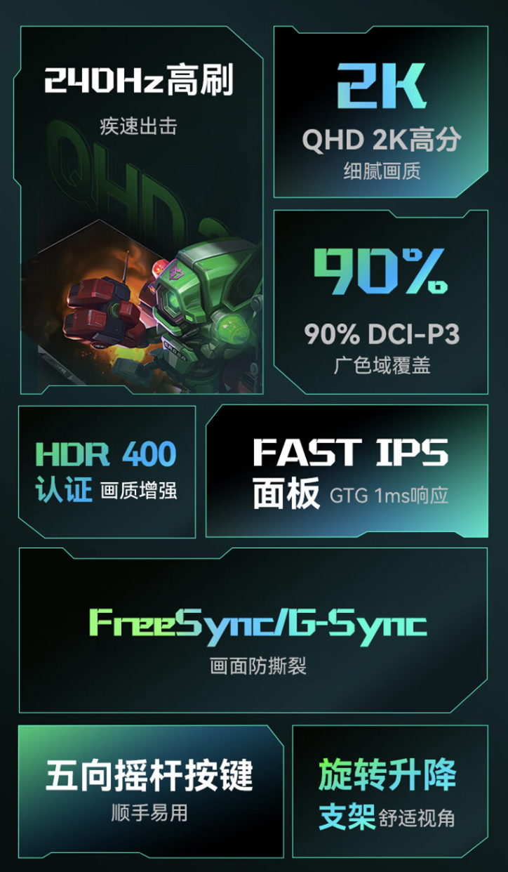 HKC 推出蚂蚁电竞 ANT27VQK 27 英寸显示器:2K 240Hz,2899 元