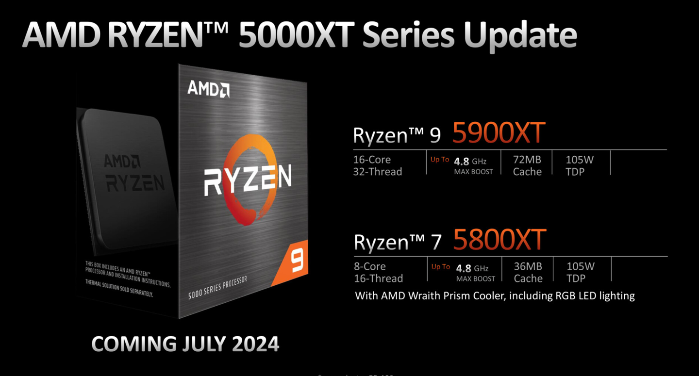 AM4 还有新品,AMD Ryzen 9 5900XT /7 5800XT 处理器发布