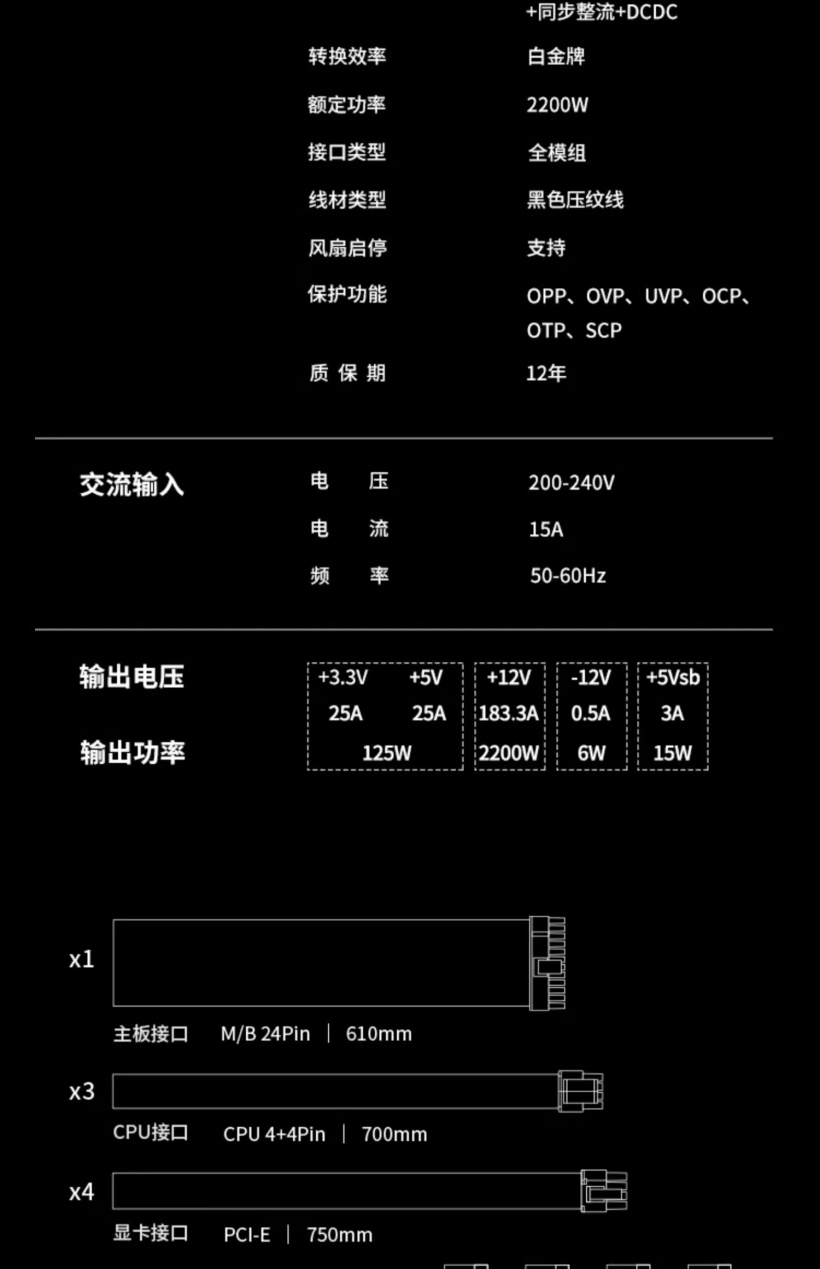 海韵 PRIME PX-2200 ATX3 电源开售:2200W、支持多路 CPU 与 GPU,3999 元