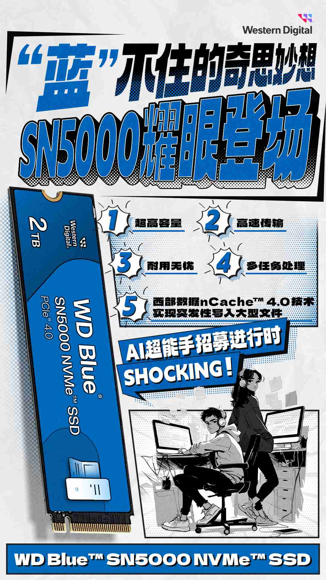 西数发布 SN5000 固态硬盘:1TB 型号 579 元