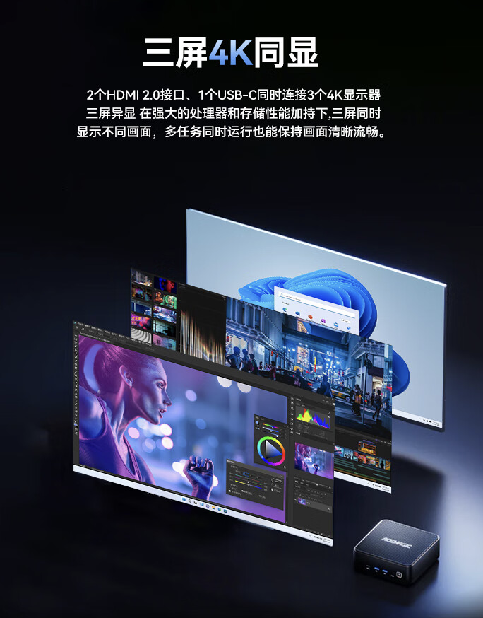 阿迈奇推出 F2K 迷你主机:R7 8845HS + 双 HDMI,2399 元起