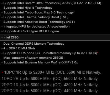 华擎四内存槽 Z890 主板信息曝光：原生 DDR5-5600，支持 9200+ MT/s 超频