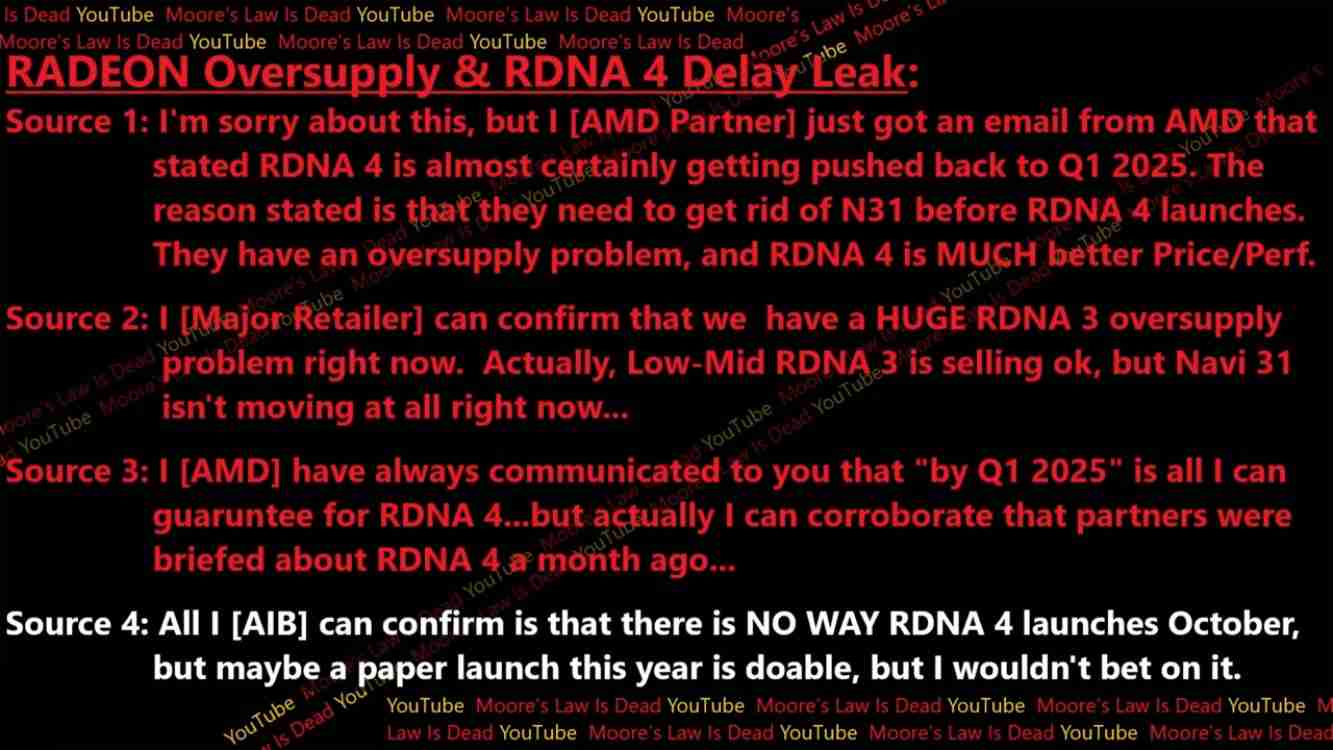 AMD 被曝延至 2025 年推出 RDNA 4 显卡,RDNA 3 库存是主因