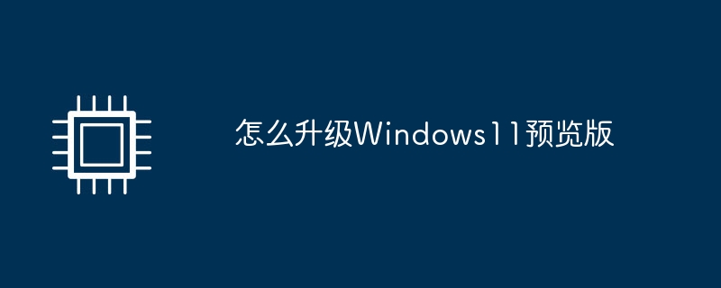 怎么升级Windows11预览版