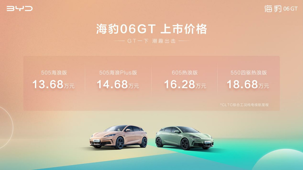 e平台3.0 Evo全面赋能、超100项全系标配，比亚迪海豹06GT正式上市13.68万元起