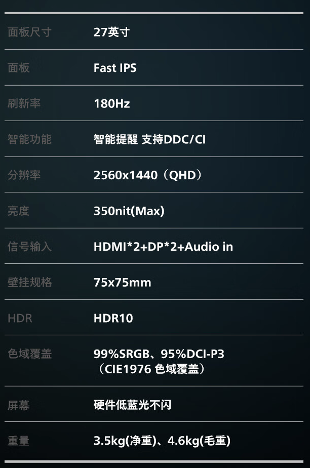 创维“F27G30Q SE”27 英寸显示器开售：2K 180Hz，699 元