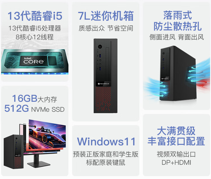 机械革命推出 M5s 商用台式机：i5-13420H + 16G + 512G 售 2199 元