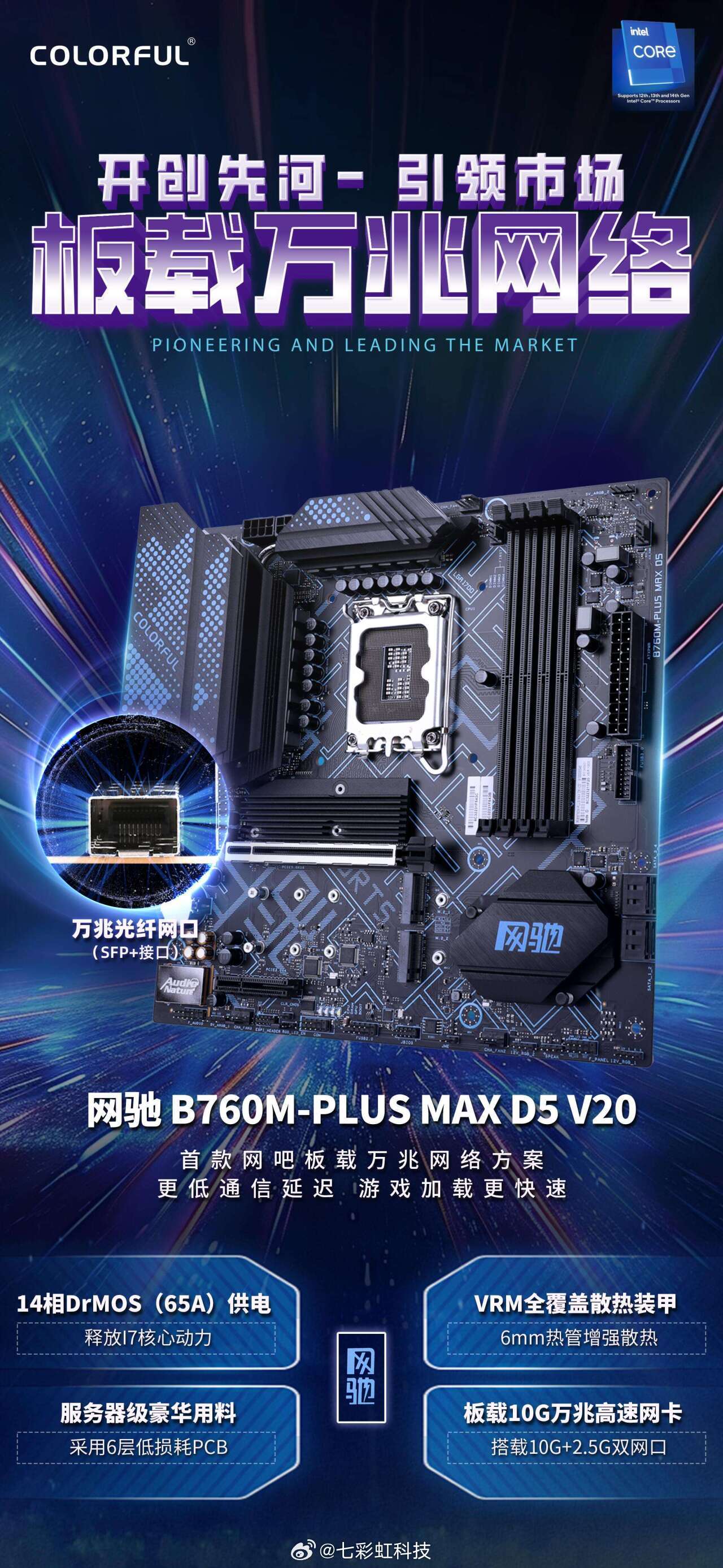 首次板载万兆网口,七彩虹推出新款网驰 B760M-PLUS MAX D5 主板