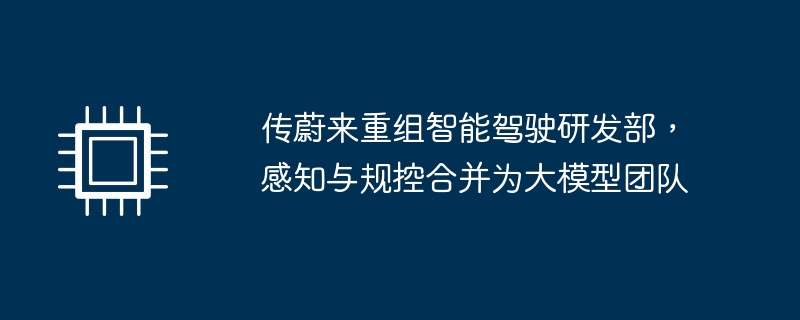传蔚来重组智能驾驶研发部,感知与规控合并为大模型团队