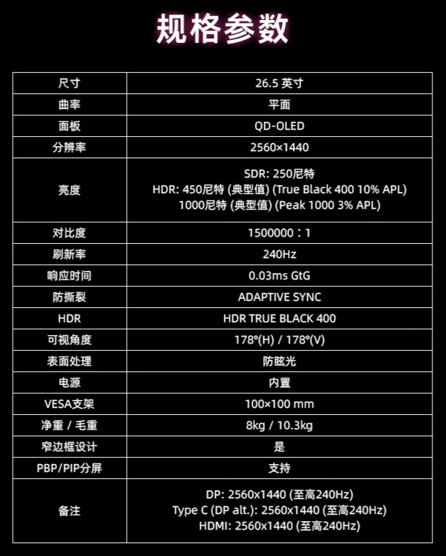 微星 26.5 英寸 MAG 271QPX QD-OLED E2 显示器亮相:2K 240Hz 高刷、石墨烯散热,3999 元