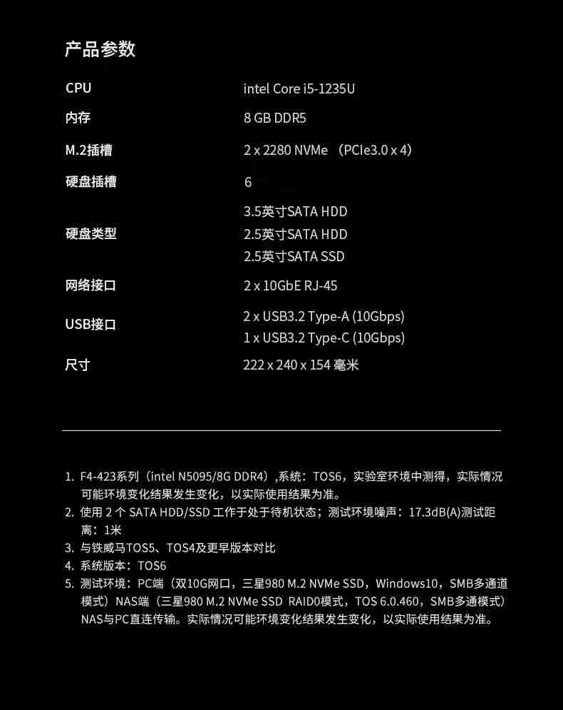i5-1235U + 双万兆网口:铁威马 6 盘位 NAS 新低 4385 元 + 3 期免息