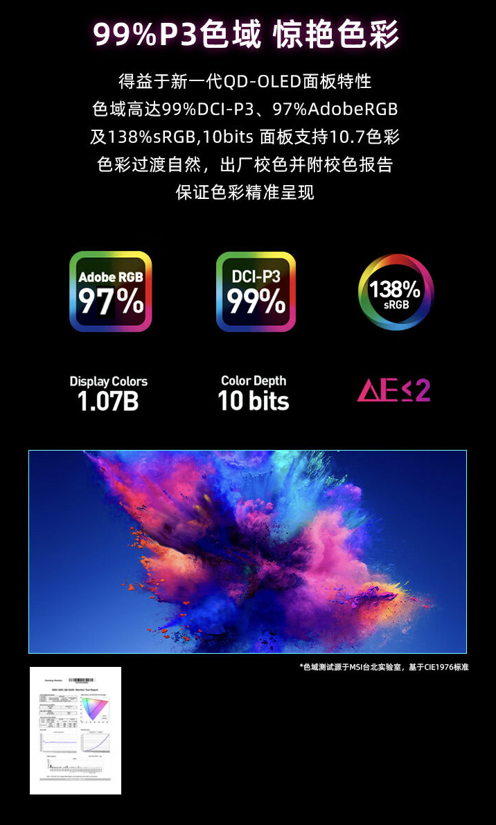 4K 240Hz OLED:微星 31.5 英寸显示器 321UPX 京东 5549 元 6 期免息