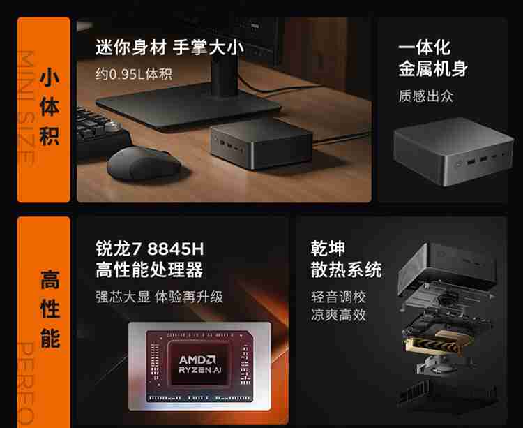 R7-8845H:联想来酷 MINI PRO 迷你主机 16G+1T 版 2370 元 + 6 期免息