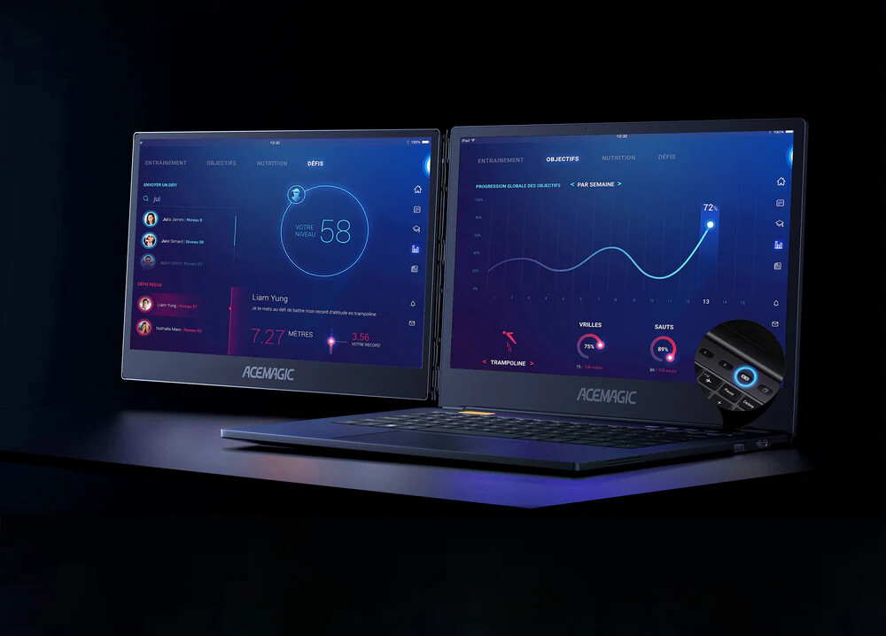 阿迈奇海外发布 Acemagic X1 双屏笔记本：i7-1255U 处理器、14 英寸 360° 双屏