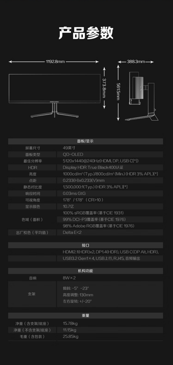 AOC 开售保时捷设计 PD49 显示器:32:9 带鱼屏、240Hz、原生 10bit,12999 元