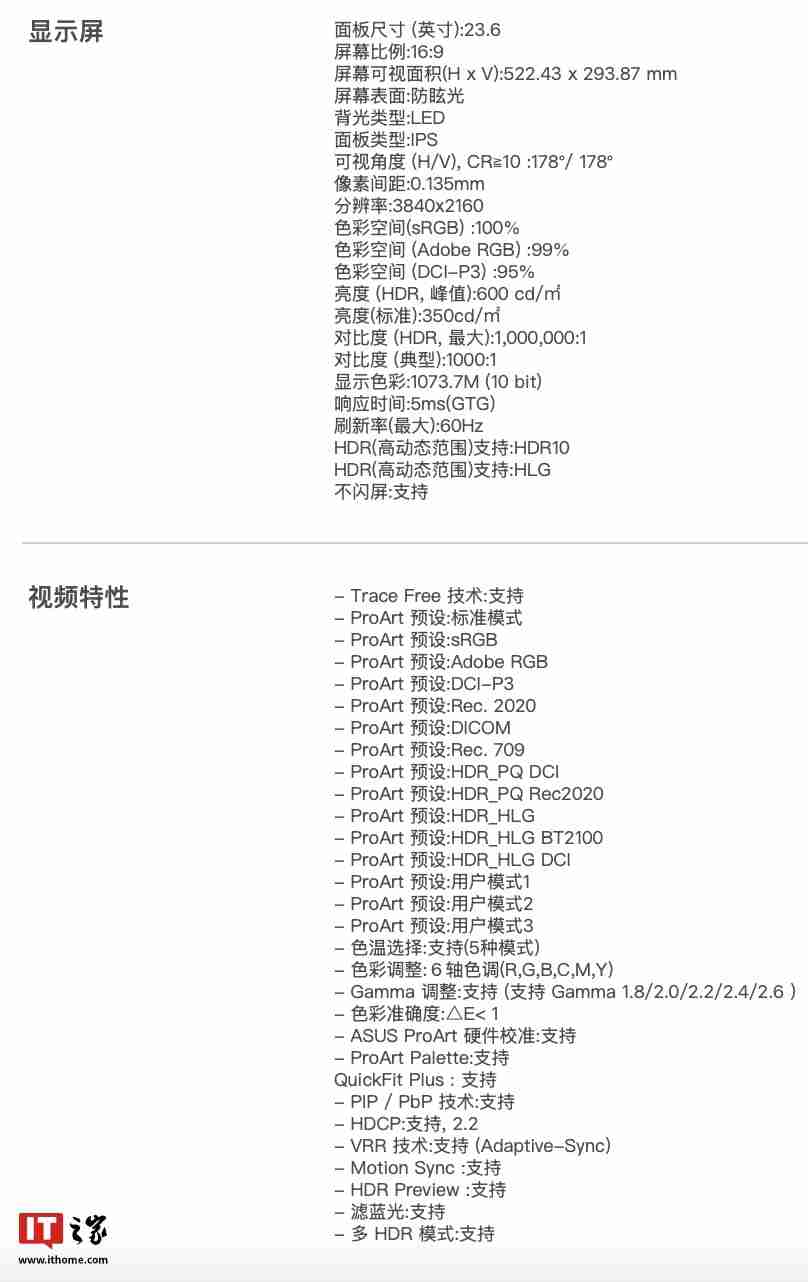 华硕“PA24US”23.6 英寸影视行业用显示器国行发布:4K 60Hz 带自动校色、支持 12G-SDI 输入,19979 元