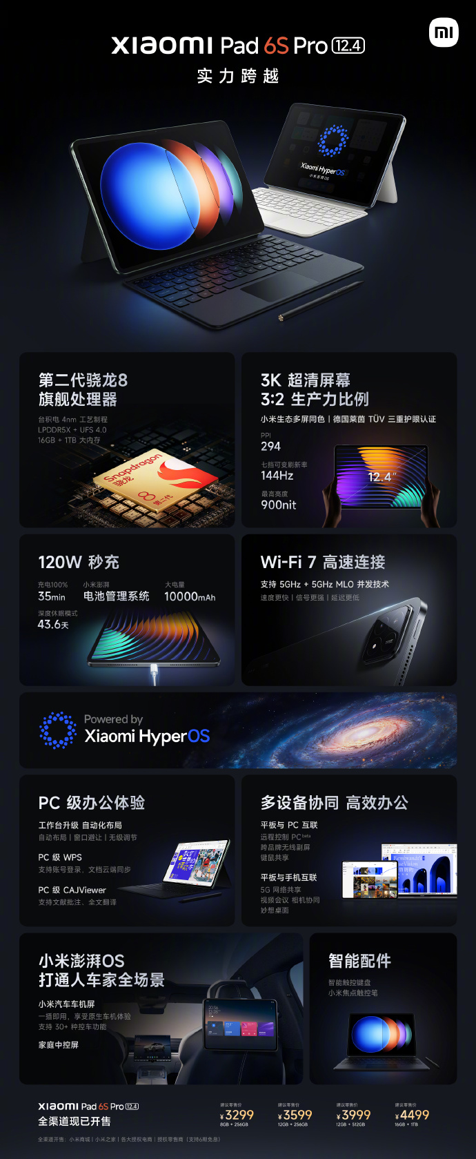 开售 10 天立减 120 元:小米平板 6S Pro 128G 版 2579 元 6 期免息
