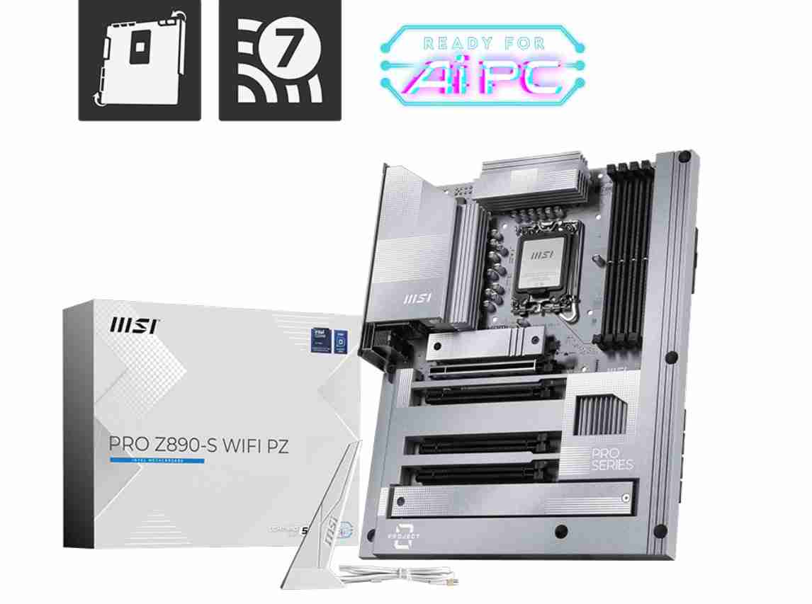 微星 PRO Z890-S WIFI PZ 背插主板宣传图曝光:简洁银白设计