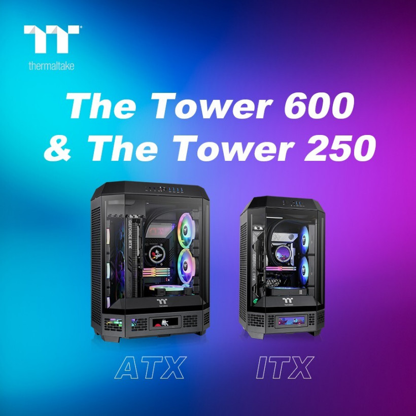 延续八角柱设计,曜越展出透视 Tower 250/600 机箱