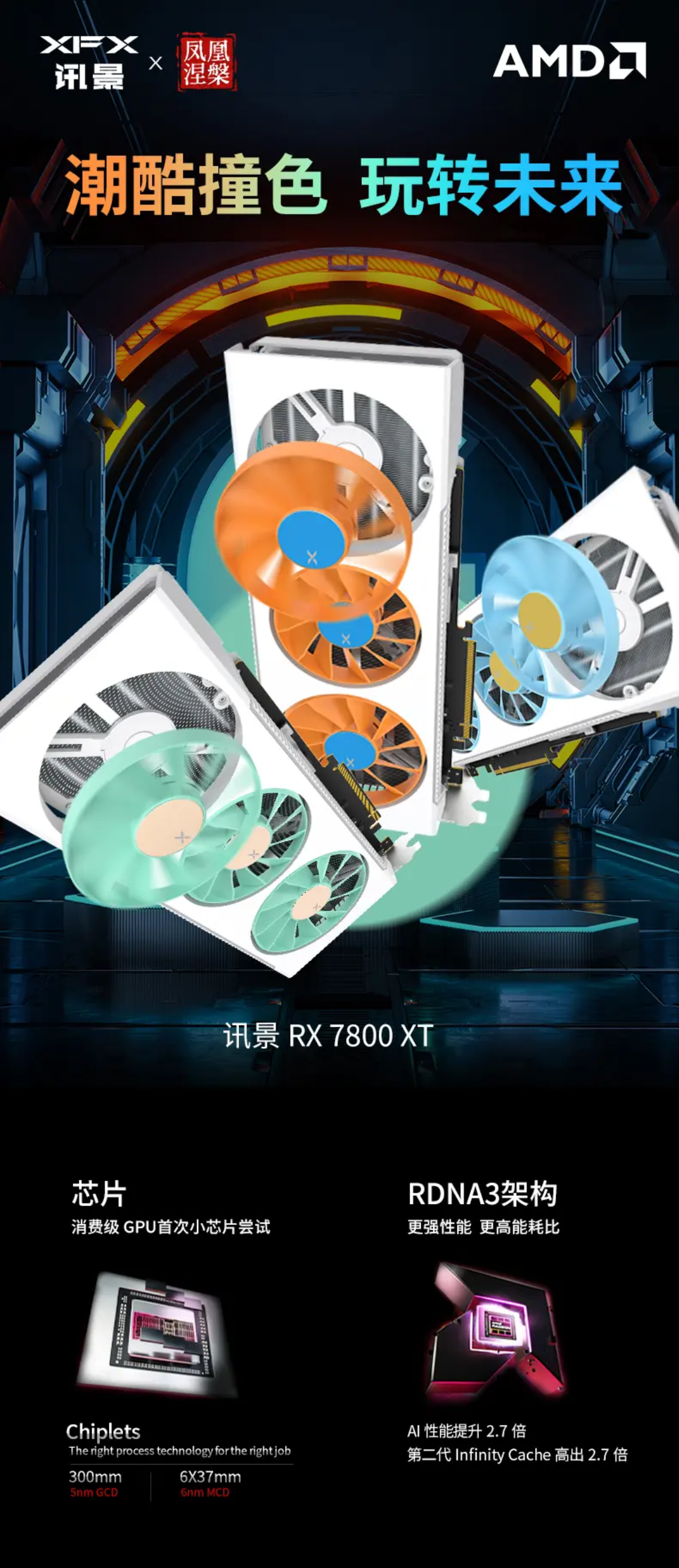讯景推出凤凰涅槃系列 RX 7800 XT 彩色显卡,4099 元