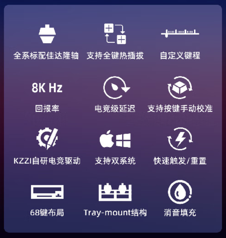 珂芝推出 G68SE 磁轴键盘：侧刻键帽、8KHz 回报率 / Tray-mount 结构，349 元