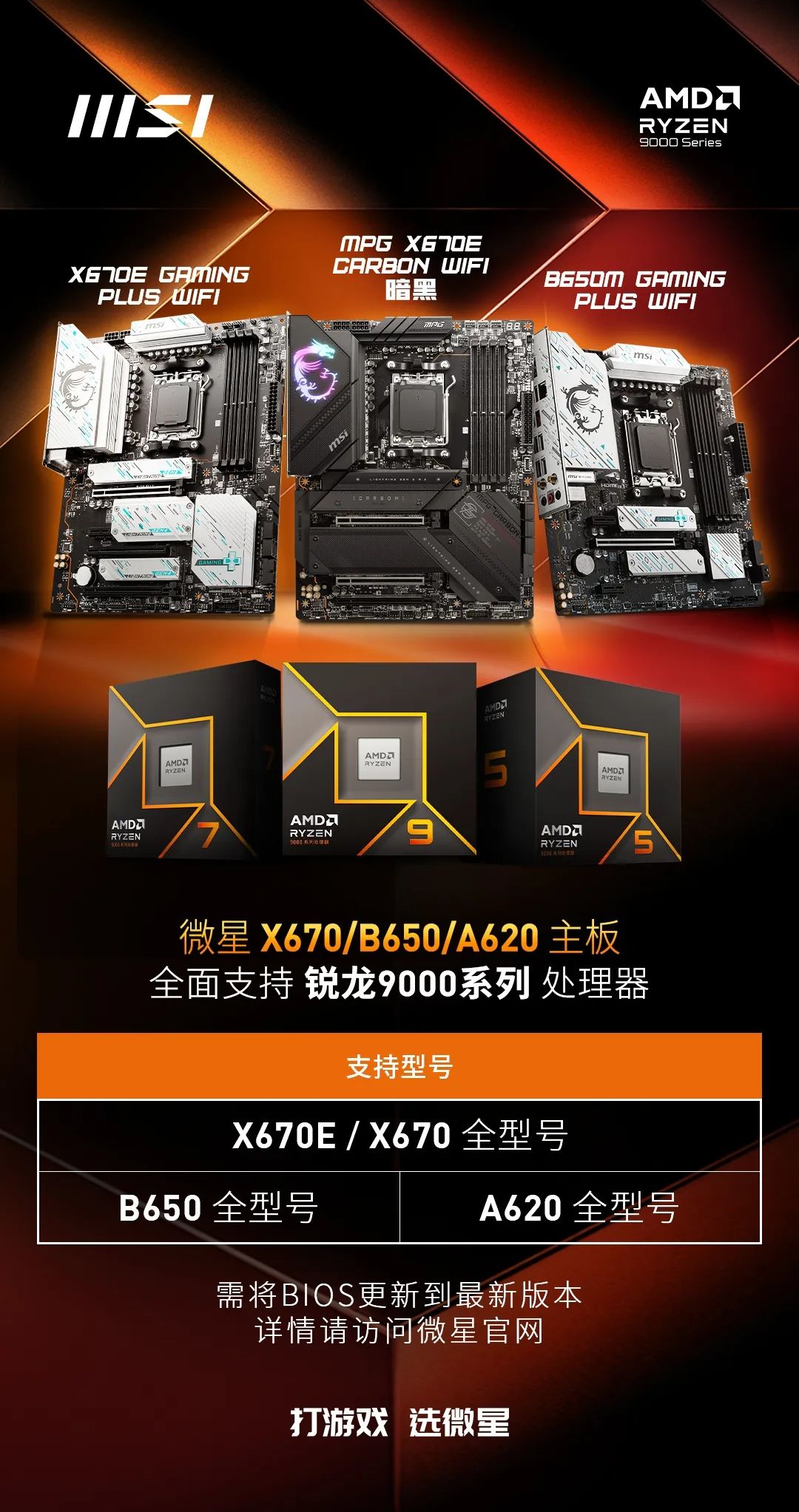 微星推出三款 AMD 锐龙 9000 系列处理器整机,首发 5499 元起