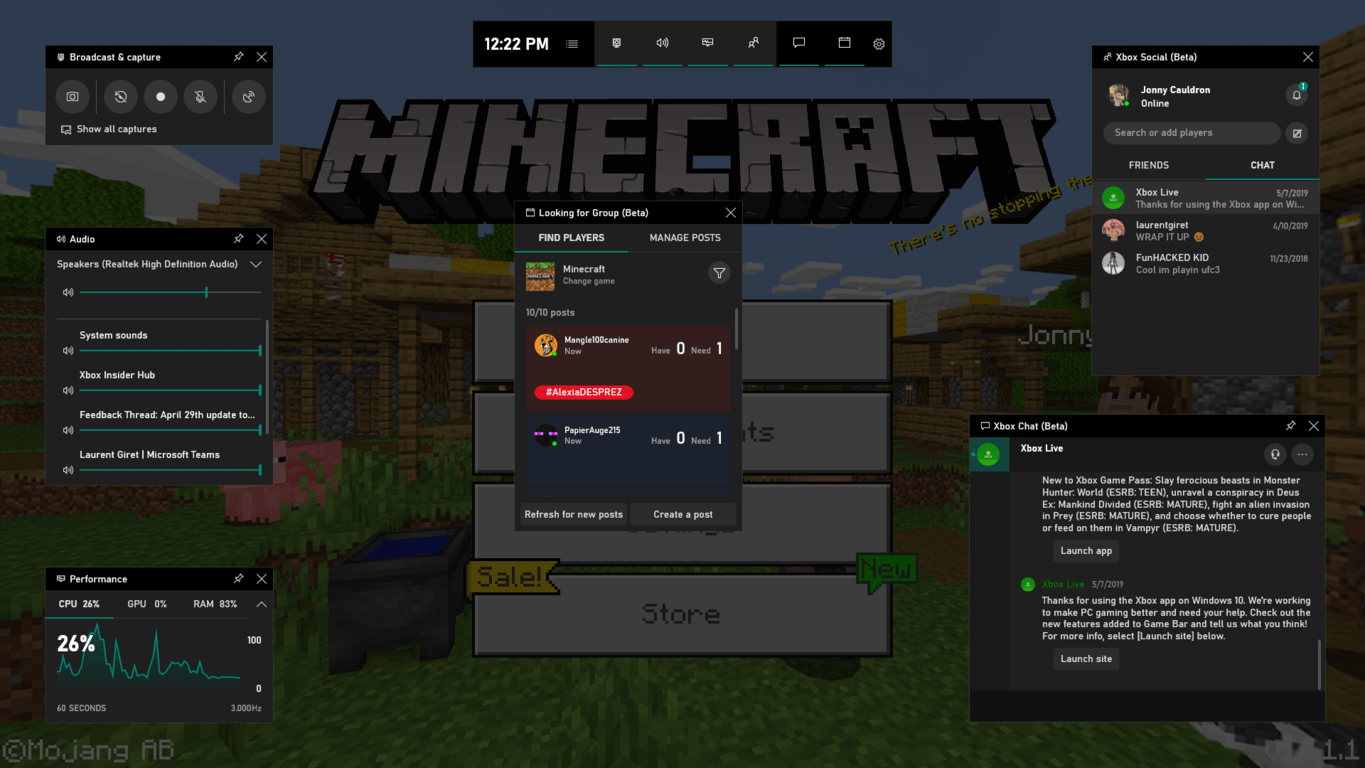 Win10系统新特性:Xbox支持显示实时帧数!