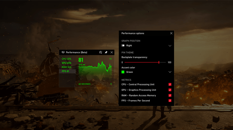 Win10系统新特性:Xbox支持显示实时帧数!