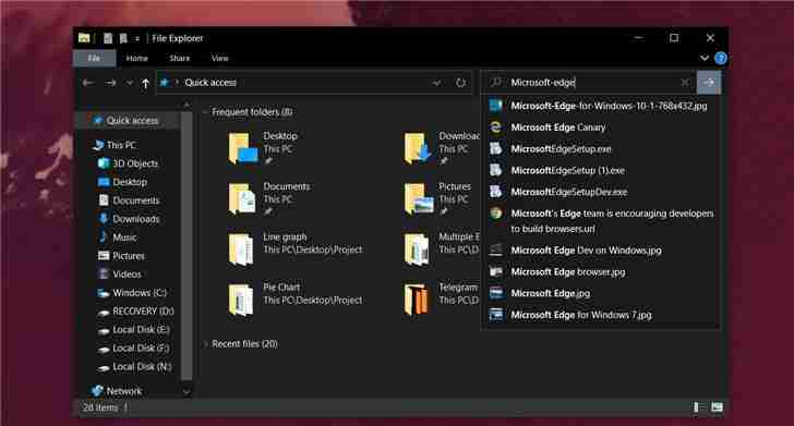 Win10 更新文件资源管理器内置搜索功能