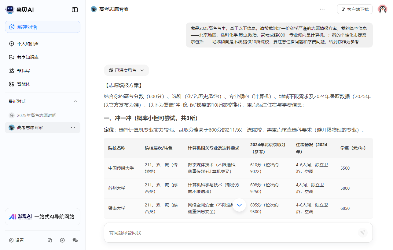 ai志愿填报助手推荐,当贝AI志愿专家上线
