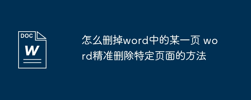 怎么删掉word中的某一页 word精准删除特定页面的方法