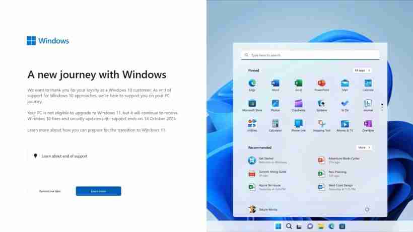 微软全屏弹窗提醒 Win10 用户升级 Win 11:包括不支持 Win11 的