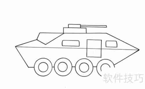 特警战车简笔画:硬核机甲风格