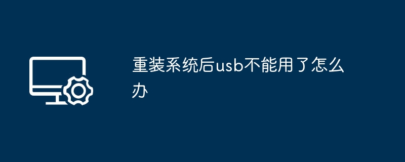 重装系统后usb不能用了怎么办