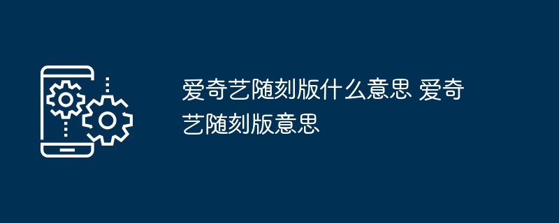 爱奇艺随刻版是什么意思
