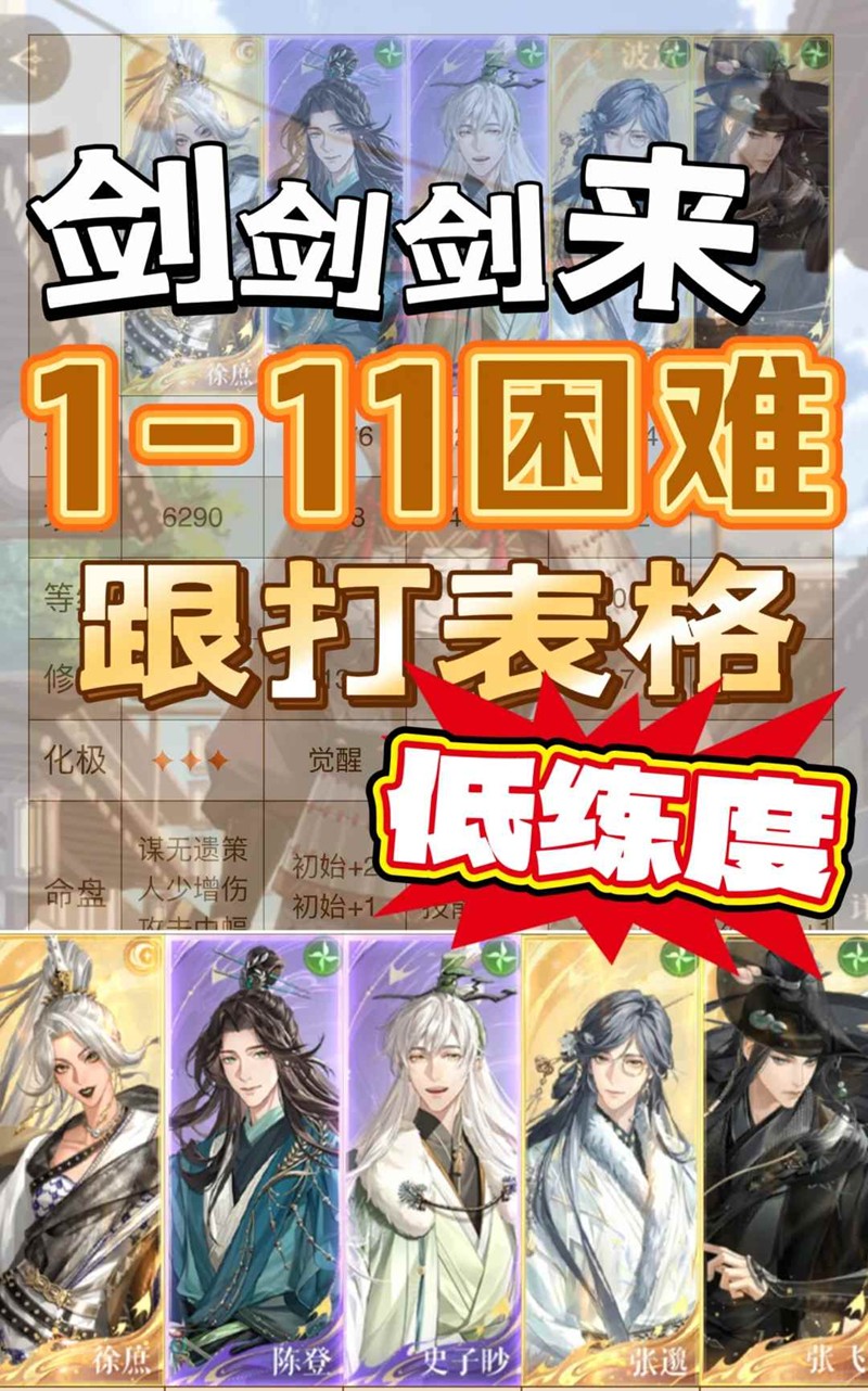 如鸢剑剑剑来1-11困难通关技巧与表格详解