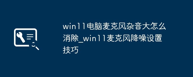 win11电脑麦克风杂音大怎么消除_win11麦克风降噪设置技巧