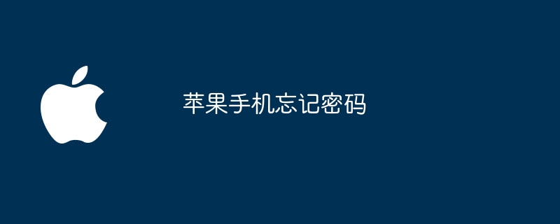 苹果手机忘记密码