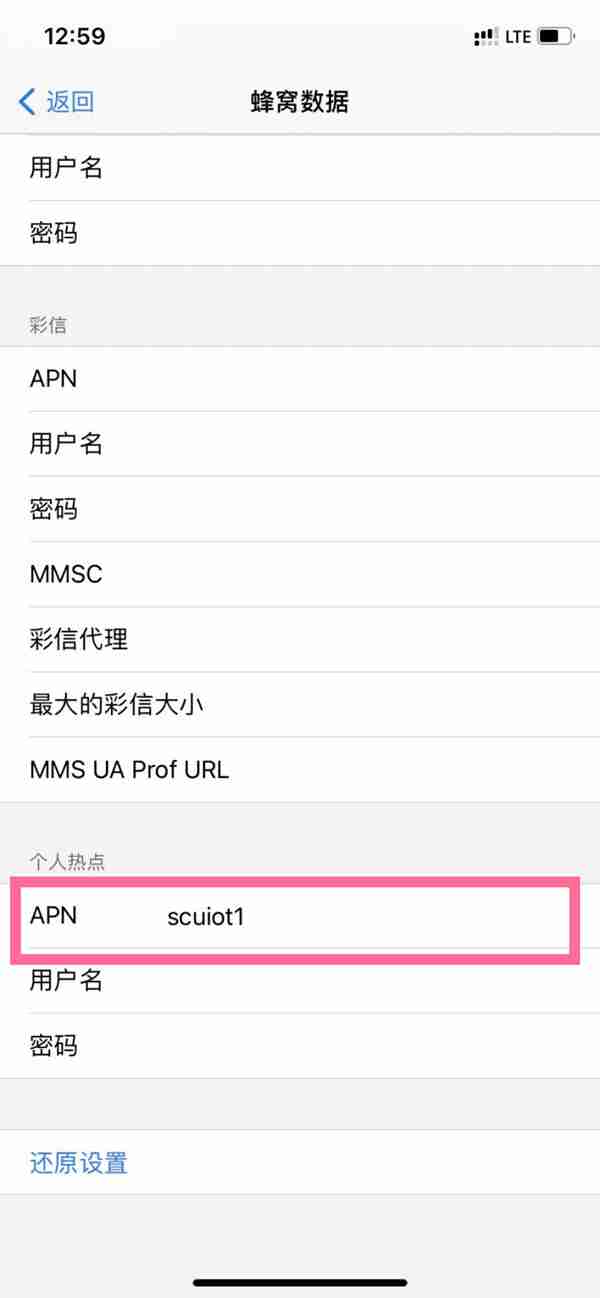 苹果手机物联卡lte热点怎么开