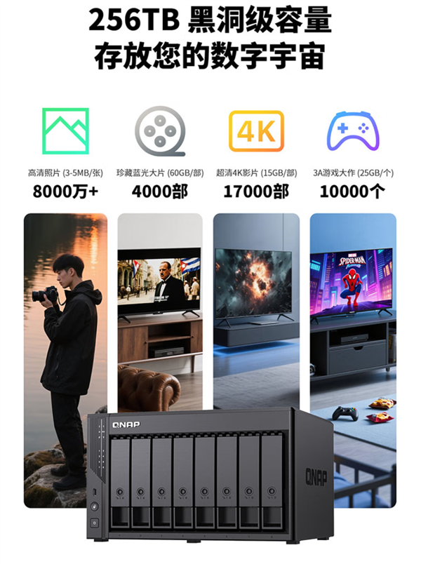 8盘位NAS仅3699元!威联通Qu805双11大促 最大可配256TB