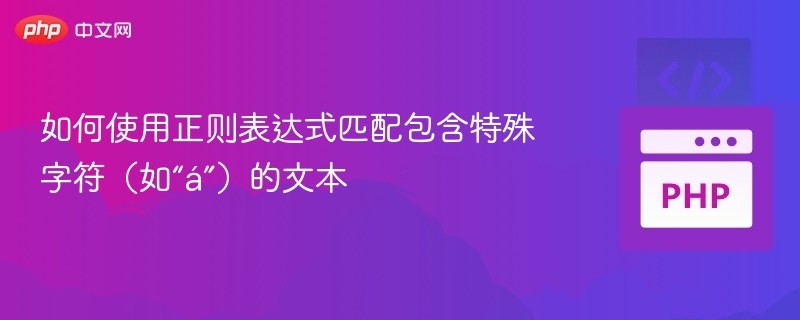如何使用正则表达式匹配包含特殊字符（如“á”）的文本