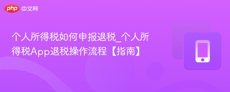 个人所得税如何申报退税_个人所得税App退税操作流程【指南】
