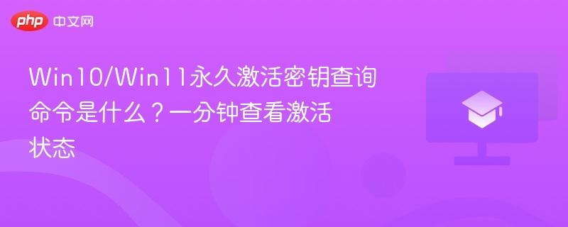 Win10/Win11永久激活密钥查询命令是什么?一分钟查看激活状态