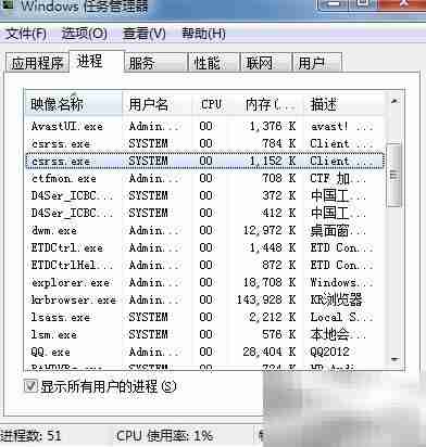 任务管理器常见进程解析