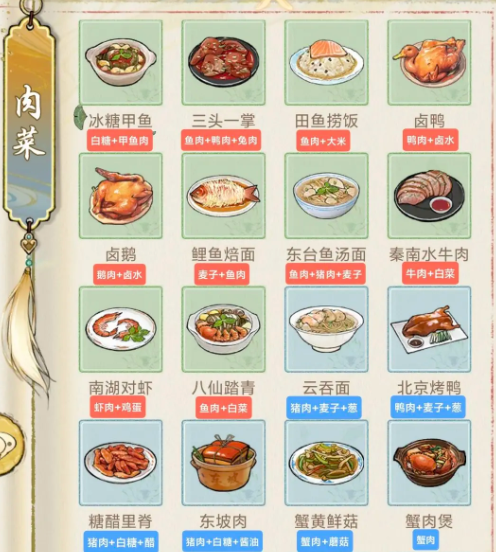 华夏千秋菜谱怎么搭配 华夏千秋菜谱配方大全